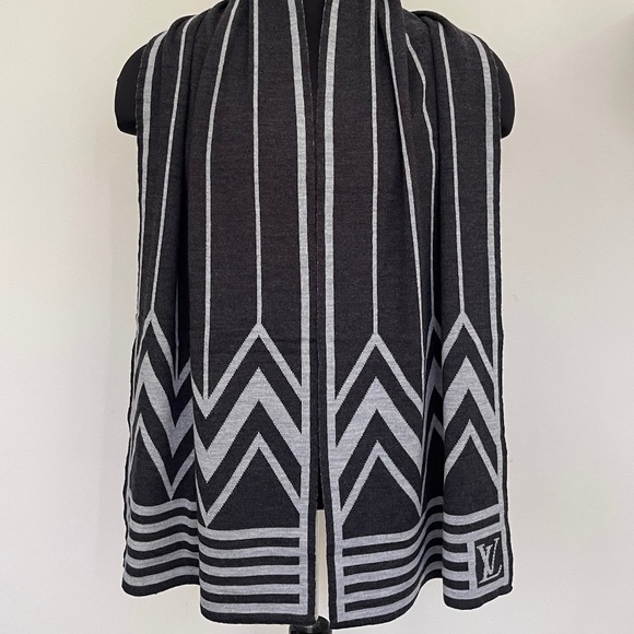 New Louis Vuitton Scarf Dark Gray KARAKOAM Cashmere Stole Wrap - Picture 3 of 7